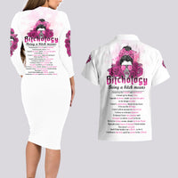 Bitchology Being A Bitch Means Couples Matching Long Sleeve Bodycon Dress and Hawaiian Shirt - Wonder Print Shop