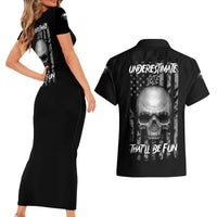 Underestimate Me That'll Be Fun Couples Matching Short Sleeve Bodycon Dress and Hawaiian Shirt - Wonder Print Shop