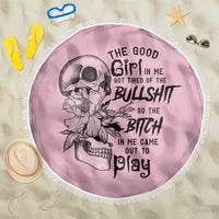 The Good Girl In Me Got Tired Skull Beach Blanket - Wonder Print Shop