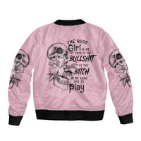 The Good Girl In Me Got Tired Skull Bomber Jacket - Wonder Print Shop