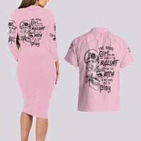 The Good Girl In Me Got Tired Skull Couples Matching Long Sleeve Bodycon Dress and Hawaiian Shirt - Wonder Print Shop