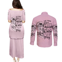 The Good Girl In Me Got Tired Skull Couples Matching Puletasi Dress and Long Sleeve Button Shirt - Wonder Print Shop