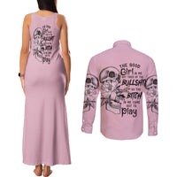 The Good Girl In Me Got Tired Skull Couples Matching Tank Maxi Dress and Long Sleeve Button Shirt - Wonder Print Shop