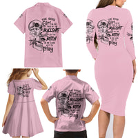 The Good Girl In Me Got Tired Skull Family Matching Long Sleeve Bodycon Dress and Hawaiian Shirt - Wonder Print Shop
