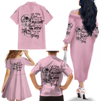 The Good Girl In Me Got Tired Skull Family Matching Off Shoulder Long Sleeve Dress and Hawaiian Shirt - Wonder Print Shop