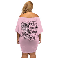 The Good Girl In Me Got Tired Skull Off Shoulder Short Dress - Wonder Print Shop
