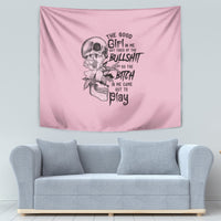 The Good Girl In Me Got Tired Skull Tapestry - Wonder Print Shop