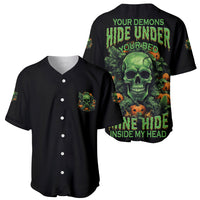 Your Demons Hide Under Your Bed Skull Halloween Baseball Jersey - Wonder Print Shop