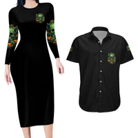 Your Demons Hide Under Your Bed Skull Halloween Couples Matching Long Sleeve Bodycon Dress and Hawaiian Shirt - Wonder Print Shop