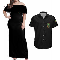 Your Demons Hide Under Your Bed Skull Halloween Couples Matching Off Shoulder Maxi Dress and Hawaiian Shirt - Wonder Print Shop