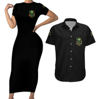 Your Demons Hide Under Your Bed Skull Halloween Couples Matching Short Sleeve Bodycon Dress and Hawaiian Shirt - Wonder Print Shop
