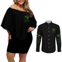 You My Friend Should Have Been Swallowed Halloween Couples Matching Off Shoulder Short Dress and Long Sleeve Button Shirt - Wonder Print Shop