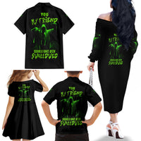 You My Friend Should Have Been Swallowed Halloween Family Matching Off Shoulder Long Sleeve Dress and Hawaiian Shirt - Wonder Print Shop