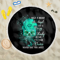 I Hold A Beast An Angel Crazy Lady In Me Beach Blanket - Wonder Print Shop