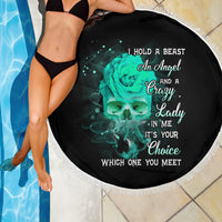 I Hold A Beast An Angel Crazy Lady In Me Beach Blanket - Wonder Print Shop
