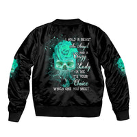 I Hold A Beast An Angel Crazy Lady In Me Bomber Jacket - Wonder Print Shop
