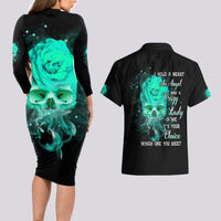 I Hold A Beast An Angel Crazy Lady In Me Couples Matching Long Sleeve Bodycon Dress and Hawaiian Shirt - Wonder Print Shop