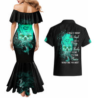 I Hold A Beast An Angel Crazy Lady In Me Couples Matching Mermaid Dress and Hawaiian Shirt - Wonder Print Shop