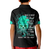 I Hold A Beast An Angel Crazy Lady In Me Kid Polo Shirt - Wonder Print Shop