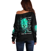 I Hold A Beast An Angel Crazy Lady In Me Off Shoulder Sweater - Wonder Print Shop