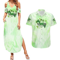Stuck Between Idk Idc And Idgaf Rose Skull Patrick's Day Couples Matching Summer Maxi Dress and Hawaiian Shirt - Wonder Print Shop