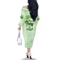 Stuck Between Idk Idc And Idgaf Rose Skull Patrick's Day Family Matching Off Shoulder Long Sleeve Dress and Hawaiian Shirt - Wonder Print Shop