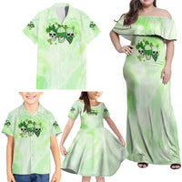Stuck Between Idk Idc And Idgaf Rose Skull Patrick's Day Family Matching Off Shoulder Maxi Dress and Hawaiian Shirt - Wonder Print Shop