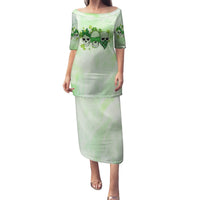 Stuck Between Idk Idc And Idgaf Rose Skull Patrick's Day Family Matching Puletasi Dress and Hawaiian Shirt - Wonder Print Shop