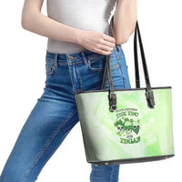 Stuck Between Idk Idc And Idgaf Rose Skull Patrick's Day Leather Tote Bag - Wonder Print Shop