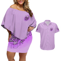 Yes I'm A B But Not Yours Purple Couples Matching Off Shoulder Short Dress and Hawaiian Shirt - Wonder Print Shop