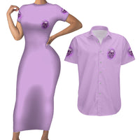Yes I'm A B But Not Yours Purple Couples Matching Short Sleeve Bodycon Dress and Hawaiian Shirt - Wonder Print Shop
