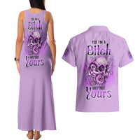 Yes I'm A B But Not Yours Purple Couples Matching Tank Maxi Dress and Hawaiian Shirt - Wonder Print Shop