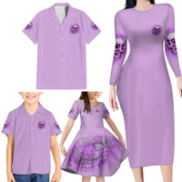 Yes I'm A B But Not Yours Purple Family Matching Long Sleeve Bodycon Dress and Hawaiian Shirt - Wonder Print Shop