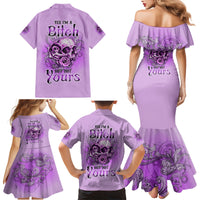 Yes I'm A B But Not Yours Purple Family Matching Mermaid Dress and Hawaiian Shirt - Wonder Print Shop