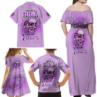 Yes I'm A B But Not Yours Purple Family Matching Off Shoulder Maxi Dress and Hawaiian Shirt - Wonder Print Shop