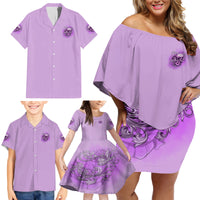 Yes I'm A B But Not Yours Purple Family Matching Off Shoulder Short Dress and Hawaiian Shirt - Wonder Print Shop