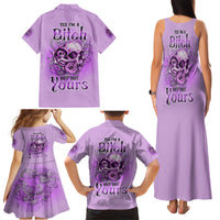 Yes I'm A B But Not Yours Purple Family Matching Tank Maxi Dress and Hawaiian Shirt - Wonder Print Shop