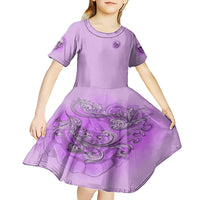 Yes I'm A B But Not Yours Purple Kid Short Sleeve Dress - Wonder Print Shop