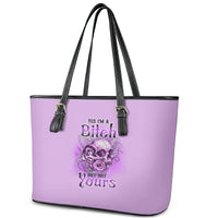 Yes I'm A B But Not Yours Purple Leather Tote Bag - Wonder Print Shop