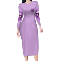 Yes I'm A B But Not Yours Purple Long Sleeve Bodycon Dress - Wonder Print Shop