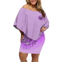 Yes I'm A B But Not Yours Purple Off Shoulder Short Dress - Wonder Print Shop