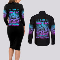 I Am Who I Am Your Approval Isn't Needed Couples Matching Long Sleeve Bodycon Dress and Long Sleeve Button Shirt - Wonder Print Shop