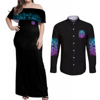 I Am Who I Am Your Approval Isn't Needed Couples Matching Off Shoulder Maxi Dress and Long Sleeve Button Shirt - Wonder Print Shop