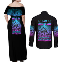 I Am Who I Am Your Approval Isn't Needed Couples Matching Off Shoulder Maxi Dress and Long Sleeve Button Shirt - Wonder Print Shop