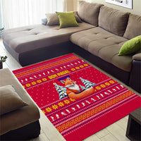 Bon Nadal Andorra Christmas Area Rug with Fox Snowy Trees and Andorran Flag - Wonder Print Shop