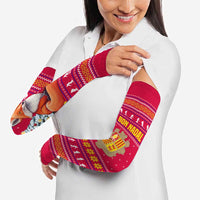 Bon Nadal Andorra Christmas Arm Sleeves with Fox Snowy Trees and Andorran Flag - Wonder Print Shop