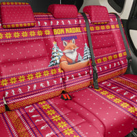 Bon Nadal Andorra Christmas Back Car Seat Cover with Fox Snowy Trees and Andorran Flag - Wonder Print Shop