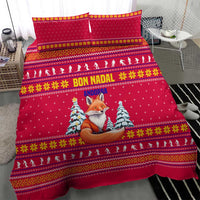 Bon Nadal Andorra Christmas Bedding Set with Fox Snowy Trees and Andorran Flag - Wonder Print Shop