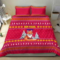 Bon Nadal Andorra Christmas Bedding Set with Fox Snowy Trees and Andorran Flag - Wonder Print Shop