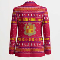Bon Nadal Andorra Christmas Blazer with Fox Snowy Trees and Andorran Flag - Wonder Print Shop